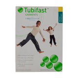 Tubifast garments box for children, showing two kids wearing stretch vests, 2-way stretch vest for 2-5 years.