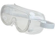 Clear protective medical safety goggles with adjustable strap on a white background