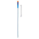 Soft vinyl intermittent catheter with coudé tip and hydrophilic coating, 16 inch, with bag