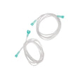 Clear medical oxygen tubing with green connectors for respiratory therapy