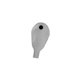 Gray ostomy pouch with black filter on white background, medical supply for stoma care