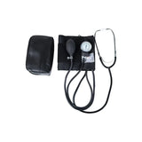 Manual blood pressure monitor kit with stethoscope, cuff, gauge, and black carrying case