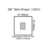 3M Steri-Drape 1021 sterile surgical drape with 15 inch dimensions and incise area shown