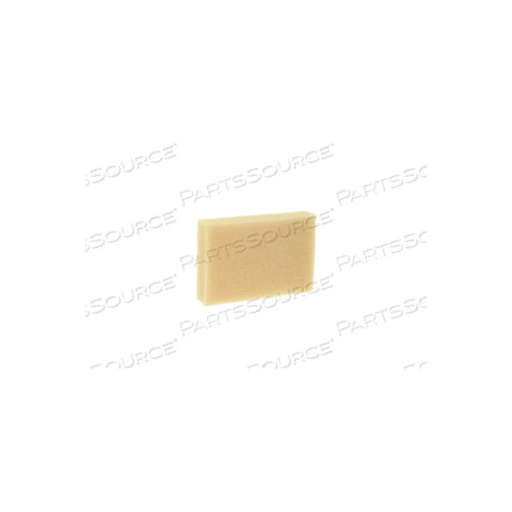 Rectangular beige medical device filter sponge on white background
