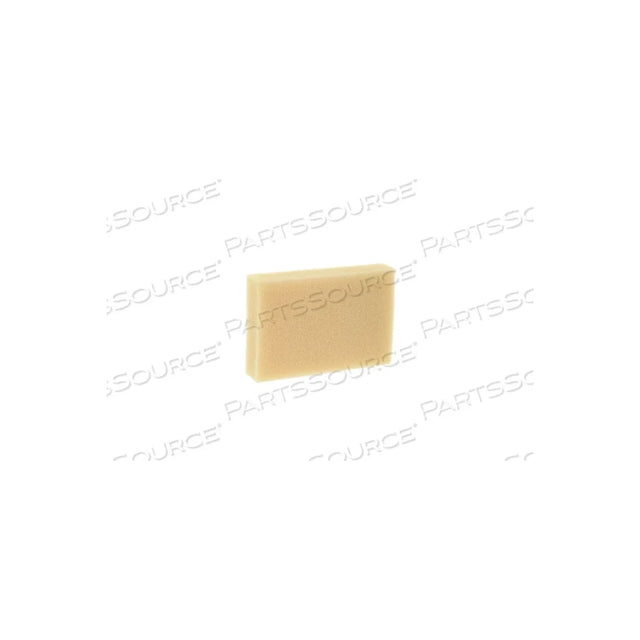 Rectangular beige medical device filter sponge on white background