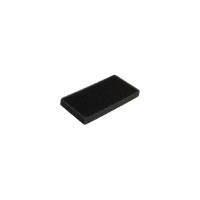 Rectangular black foam CPAP machine filter on white background