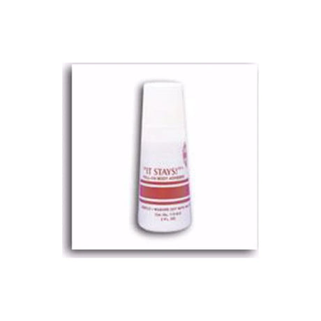 It Stays roll-on body adhesive bottle for medical supplies on white background