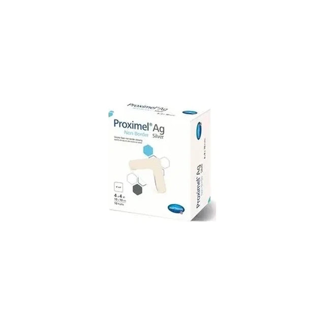 Box of Proximel Ag Silver Non Border sterile wound dressings for medical use