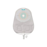 Drainable ostomy pouch with skin barrier for ostomy care, medical supply on white background