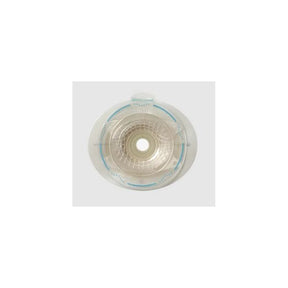 circular ostomy barrier wafer with central opening for stoma care, medical supply