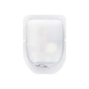 Wearable white medical patch for diabetes insulin delivery on white background