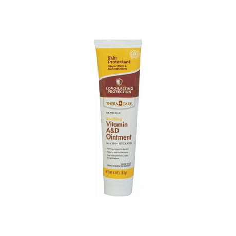 Tube of Vitamin A&D ointment for skin protection and soothing diaper rash, 4 oz size
