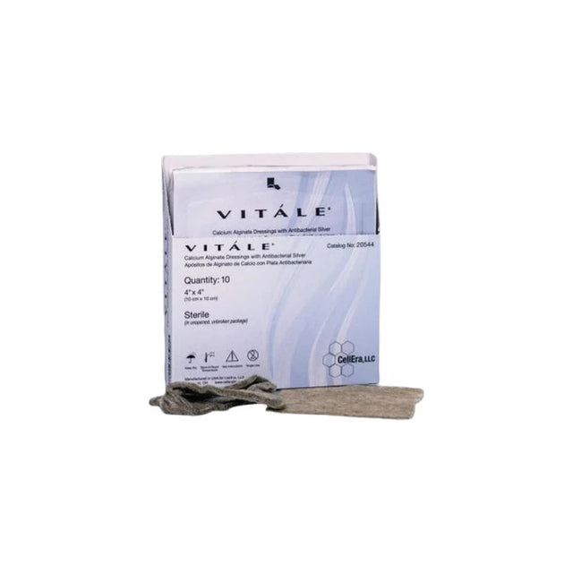 Vitale calcium alginate wound dressings with antibacterial silver, box of sterile pads
