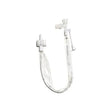 Clear medical suction catheter with protective sleeve and connectors on white background
