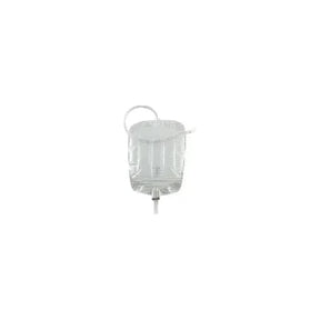 Clear medical drainage bag with tube, used for home healthcare and patient care