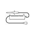Illustration of a medical IV infusion set with tubing and connector, isolated on white background