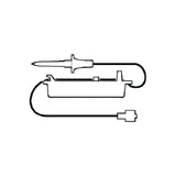 Illustration of a medical IV infusion set with tubing and connector, isolated on white background