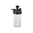 Oxygen bubble humidifier bottle for home medical oxygen therapy, clear plastic with black lid