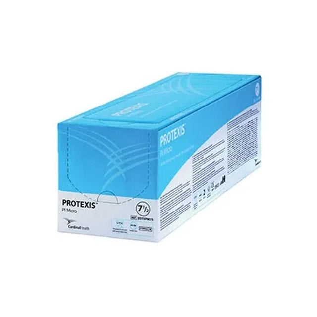 Box of Cardinal Health Protexis PI Micro medical gloves, blue and white packaging