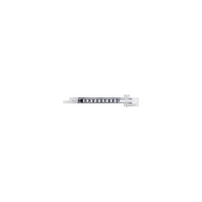 Medical syringe with measurement markings on white background, essential medical supply