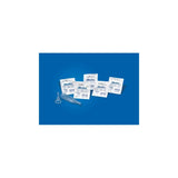 Ultraflex male external catheter packets and sample on blue background, medical supplies