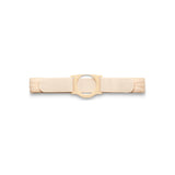 Beige medical ostomy belt with circular plastic opening for ostomy support and comfort