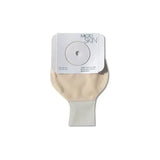 Beige one-piece ostomy pouch with adhesive barrier and round cut-to-fit opening