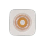 One-piece ostomy barrier with adhesive and central opening for stoma care