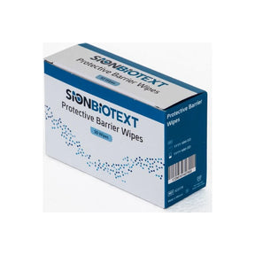 Box of Sionbiotext protective barrier wipes, 50 count, for medical skin care use