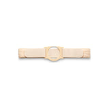 Adjustable beige ostomy belt with center circular opening for medical support
