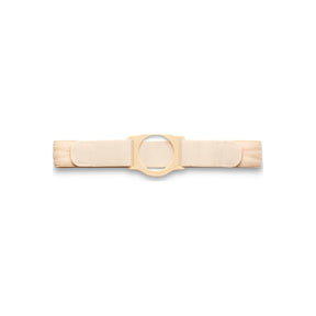 Adjustable beige ostomy belt with center circular opening for medical support