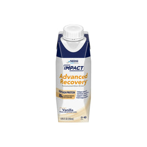 Nestlé Impact Advanced Recovery vanilla immunonutrition drink carton, 250ml, high protein, white background