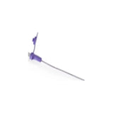 Purple butterfly winged infusion set for medical use on white background