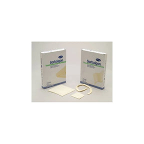 Sorbalgon wound dressing boxes with sterile medical gauze pads and rope displayed