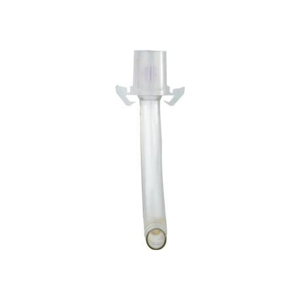 Clear medical tracheostomy tube with cuff for respiratory care, isolated on white background