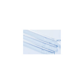 Close-up of three sterile medical catheters with rounded tips on a white background