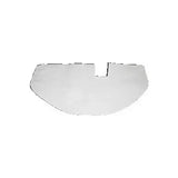 White ostomy barrier washer pad with rectangular notch on plain background