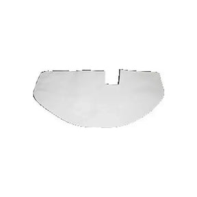 White ostomy barrier washer pad with rectangular notch on plain background