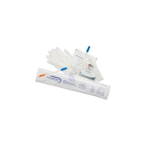 ConvaTec GentleCath hydrophilic catheter kit with gloves, lubricant, and urine bag on white background