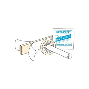 Uro-Prep protective skin barrier wipes with medical adhesive tape for urinary use