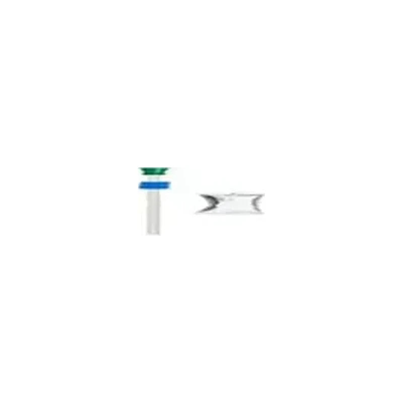 Sterile medical catheter with blue and green connectors on white background