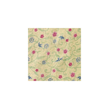 Yellow absorbent pad with pink and blue floral pattern, medical supply material