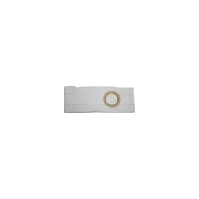 White ostomy belt with round opening for medical support and stoma care