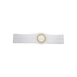white ostomy support belt with central circular opening, medical supply for ostomy care