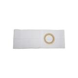 White ostomy belt with circular opening for medical support and stoma care