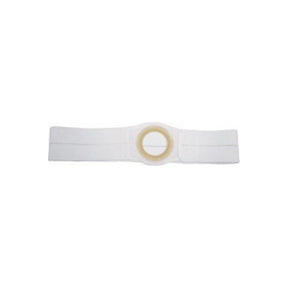 Ostomy hernia support belt with round opening, white elastic medical band