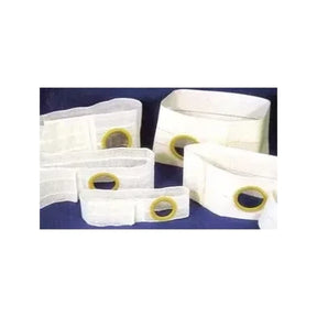Assorted ostomy hernia support belts with circular openings for pouch attachment