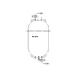 Line drawing of a medical-grade pressure vessel with secure labeling and connector ports