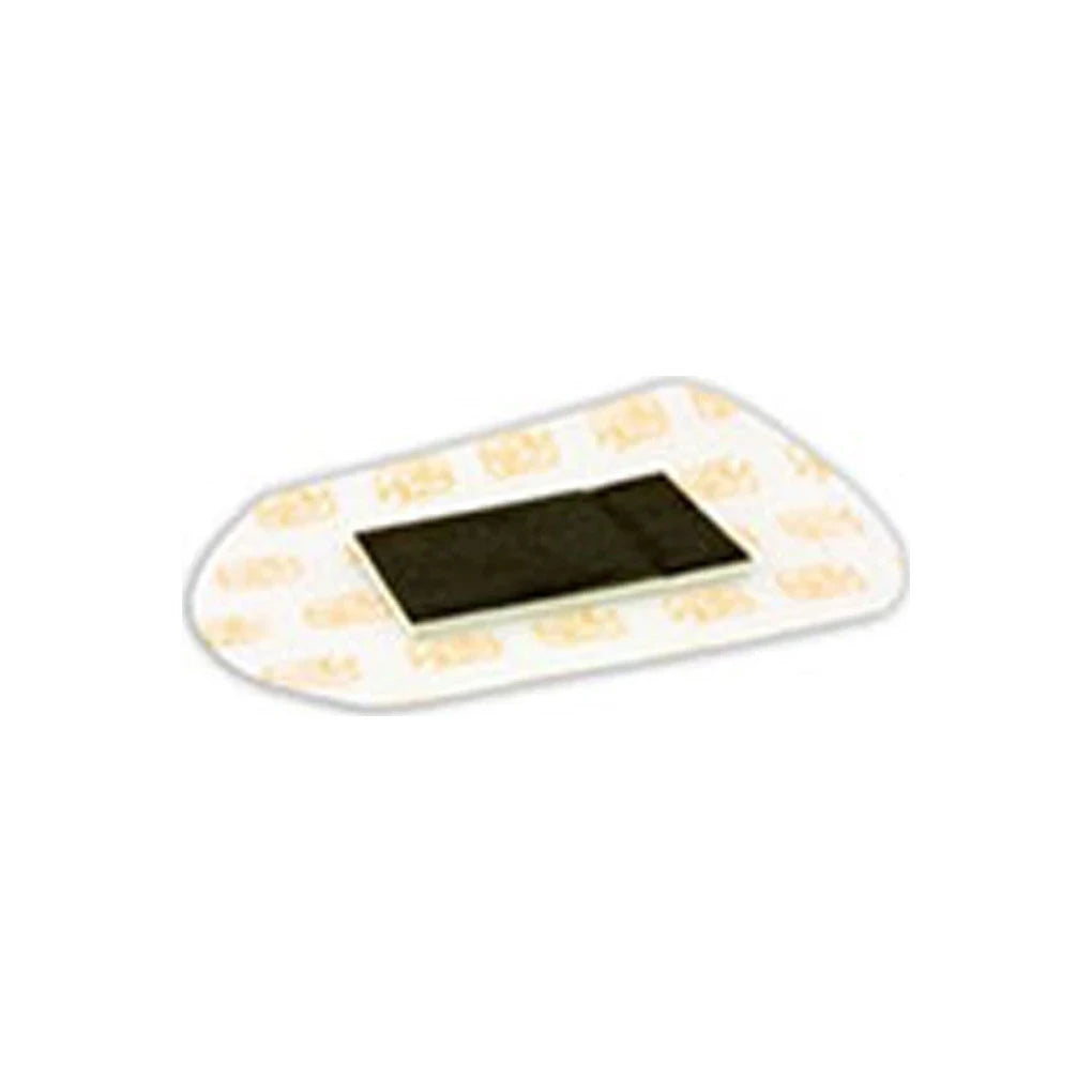 Adhesive wound dressing pad with central black absorbent area for medical use