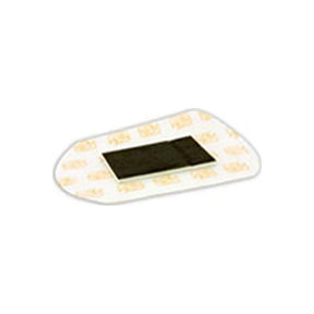Adhesive wound dressing pad with central black absorbent area for medical use